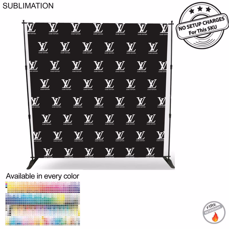 Step and Repeat 8' Backdrop, Media Wall, with Full Color Graphics, Photos, NO SETUP CHARGE
