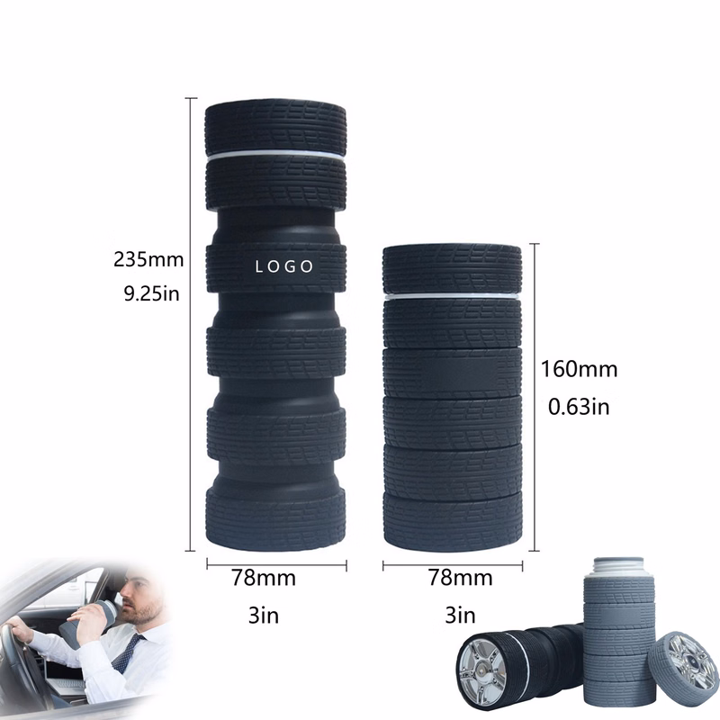 25oz Collapsible Car Tire Silicone Water Bottle Driver Truck