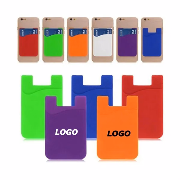 Custom 2.2"x3.4" Adhesive Silicone Phone Card Holder — Corporate Giveaway