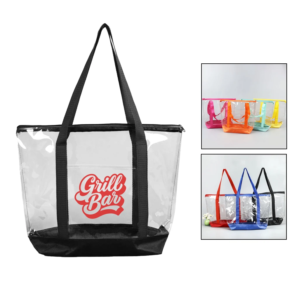 Clear Zipper Tote, custom tote bag with logo imprint 1
