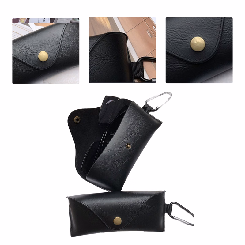 MOQ50 Custom Hook Leather Glasses Case With Snap Button