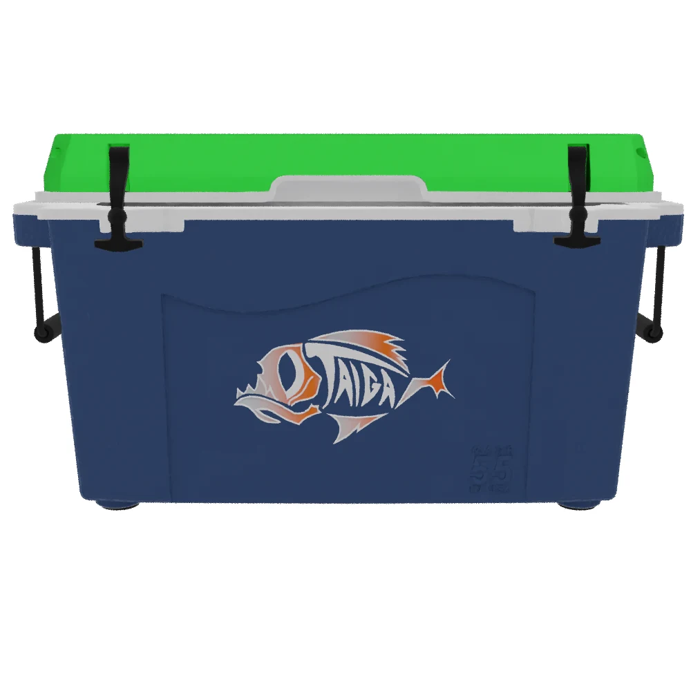 Taiga 55 Quart Cooler: Taiga Fish molded Logo With Custom Lid Graphic 1