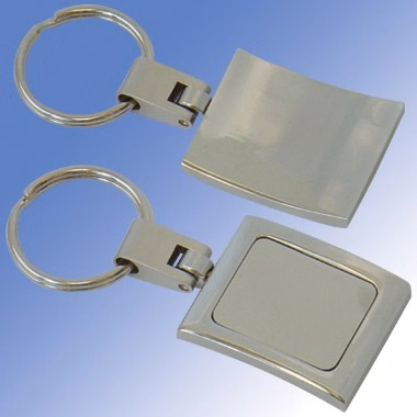 2 TONE CHROME RECTANGULAR KEYCHAIN