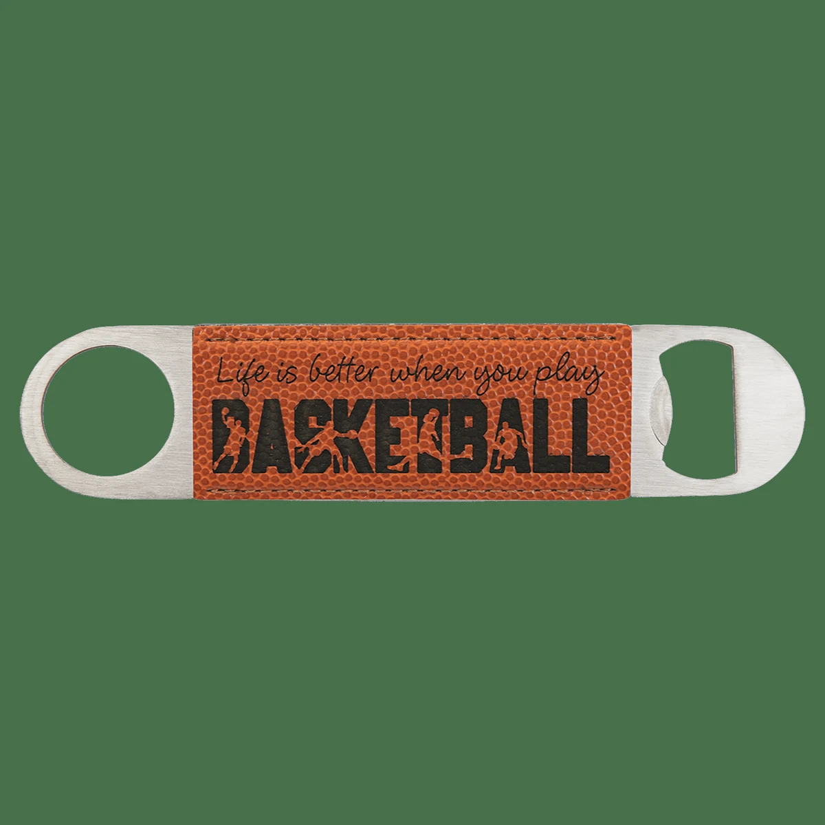 1 1/2" x 7" Basketball Leatherette Bottle Opener 1
