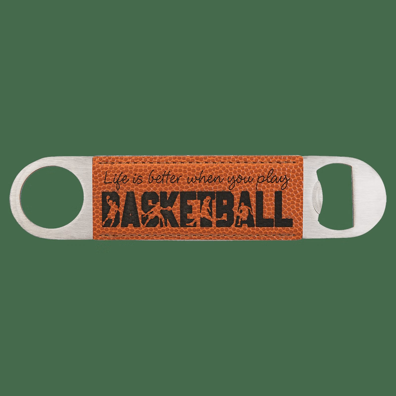 1 1/2" x 7" Basketball Leatherette Bottle Opener