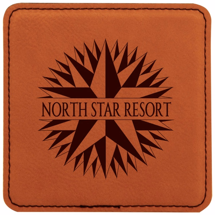 4" x 4" Square Rawhide Leatherette Coaster