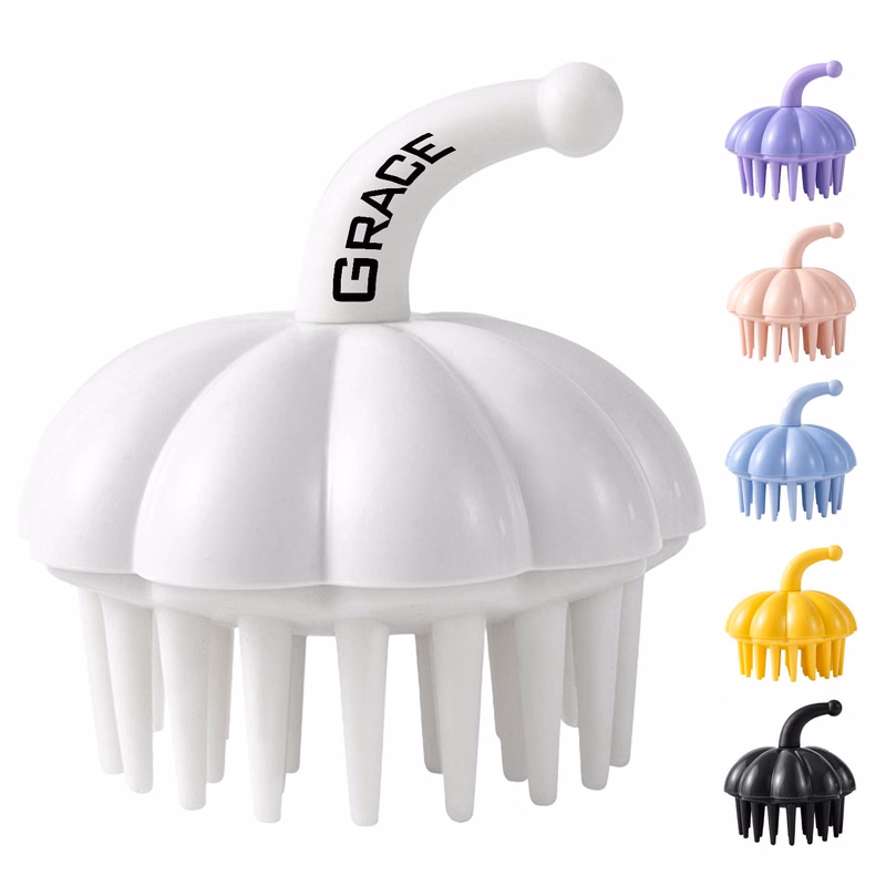 Pumpkin-Shape Soft-Tooth Scalp Massaging Shampoo Brush