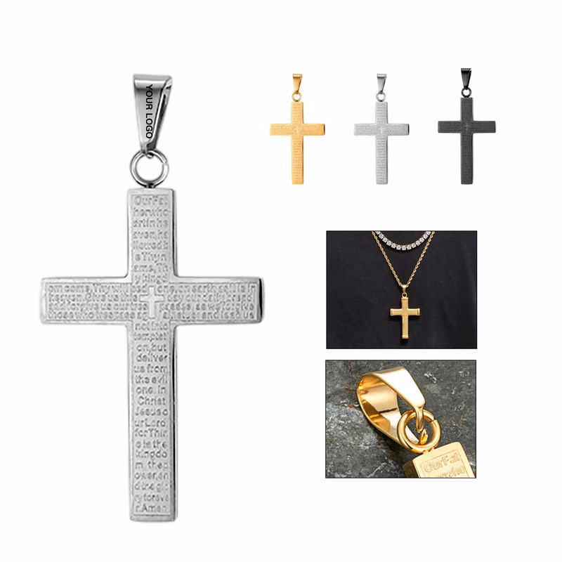 Stainless Steel Cross Necklace with Adjustable Chain