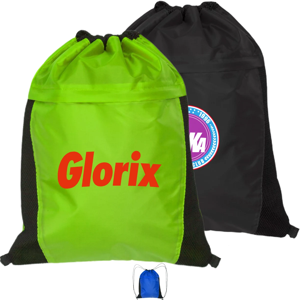 Two Color Drawstring Side Mesh Accents Backpacks 1