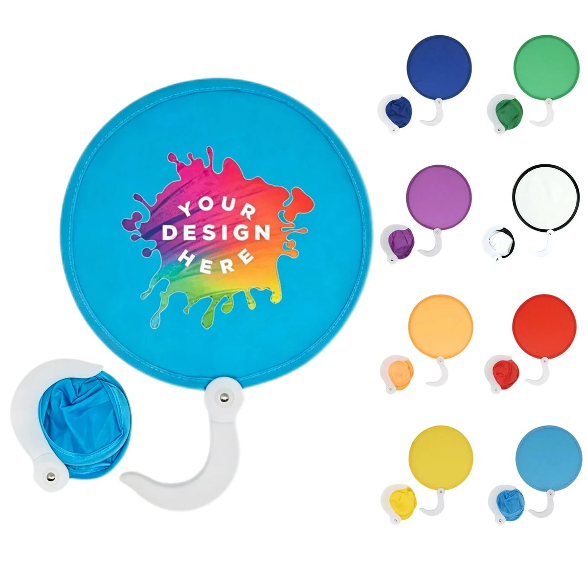 MOQ 20 Full Color Foldable Flying Disc Hand Fan 1