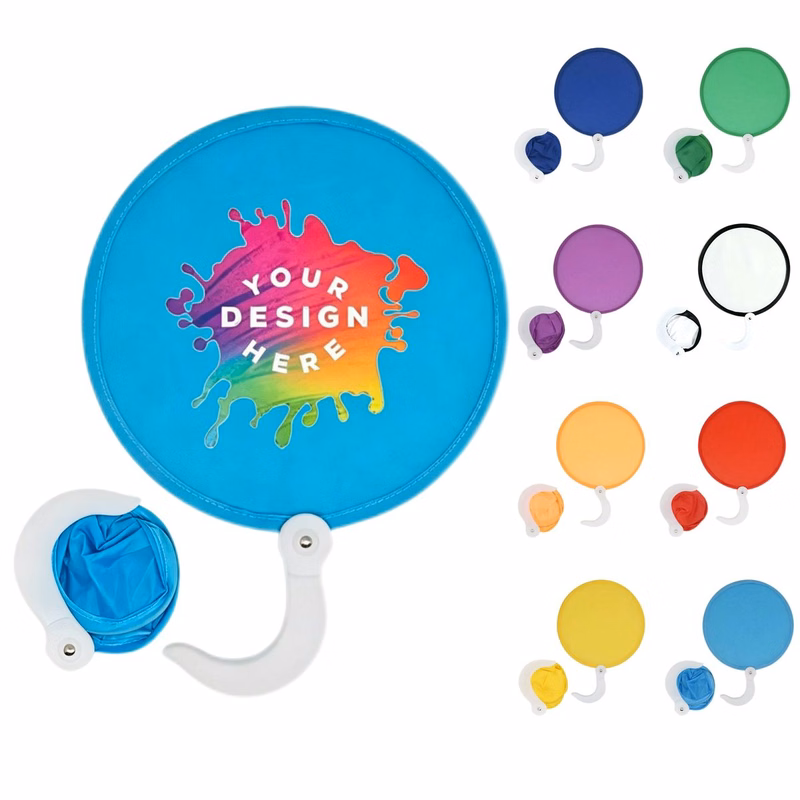 MOQ 20 Full Color Foldable Flying Disc Hand Fan