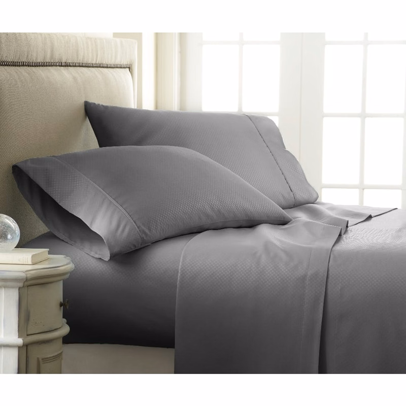 Premium Embossed Sheet Sets - Gray Checker Design King 4 Piece