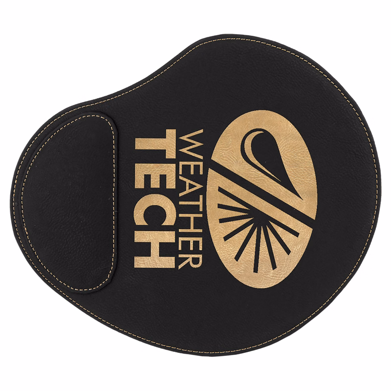 9" x 10 1/4" Black/Gold Leatherette Mouse Pad