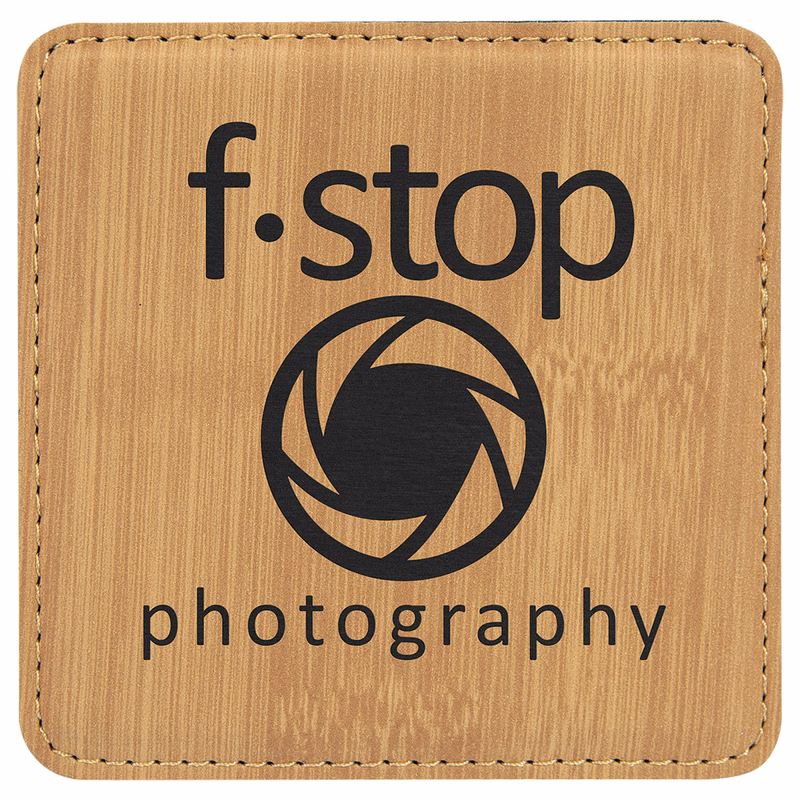 4" x 4" Square Bamboo Leatherette Coaster