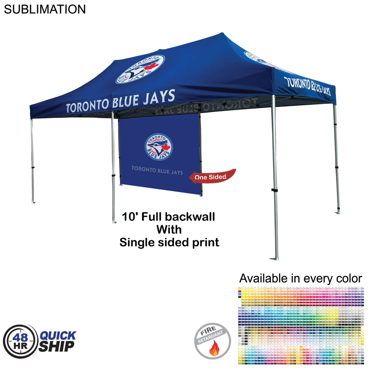48 Hr Quick Ship - 10' Back Wall for 10x20 Tent Kit, Sublimated, Single Sided Print 1