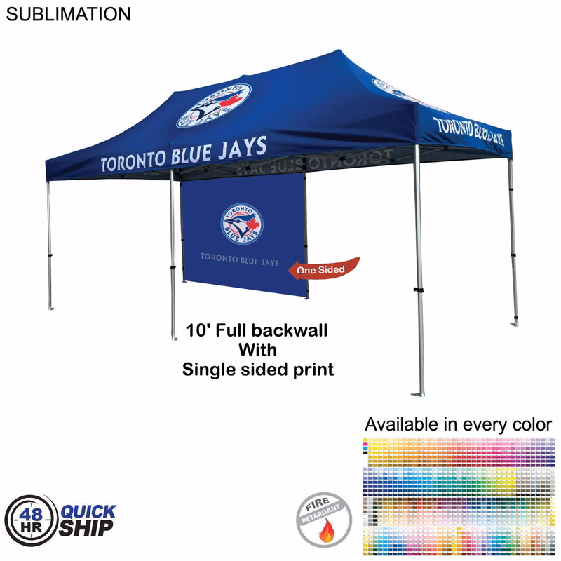 48 Hr Quick Ship - 10' Back Wall for 10x20 Tent Kit, Sublimated, Single Sided Print