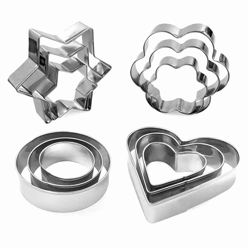 Baking Cookie Cutters Set Flower Round Heart Star Shaped