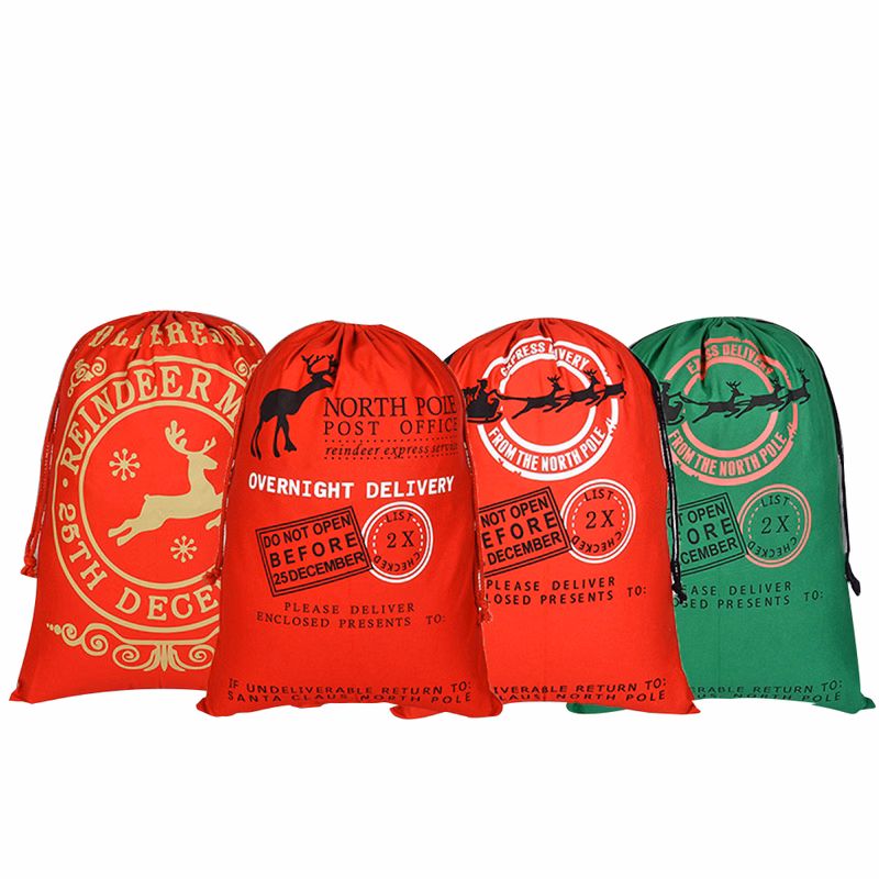 50x70CM Christmas Colored Canvas Gift Bag Drawstring Bag