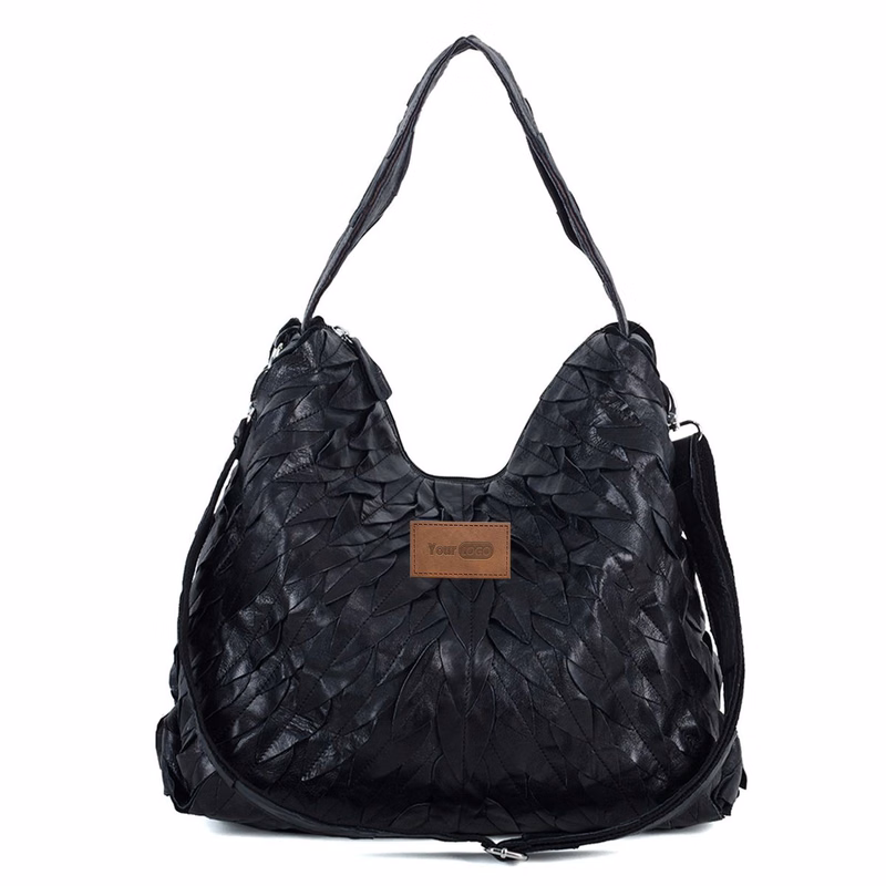 Genuine Leather Soft sheepskin panels handmade tote bag
