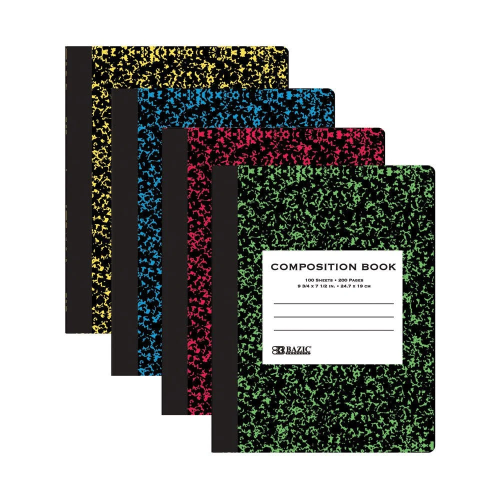 Marbled Composition Notebook - 100 Sheets Wide Ruled 4 Colors 1