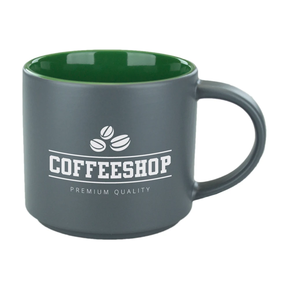 16 oz. Green In Satin Gray Out Norwich Mug 1