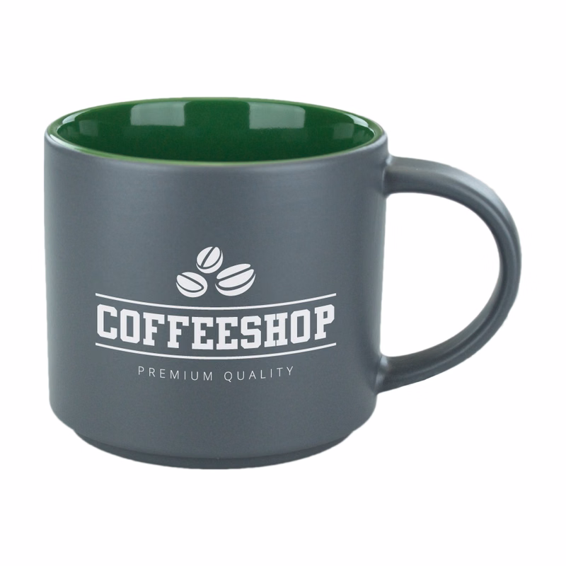 16 oz. Green In Satin Gray Out Norwich Mug