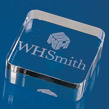 SQUARE CRYSTAL PAPER WEIGHT
