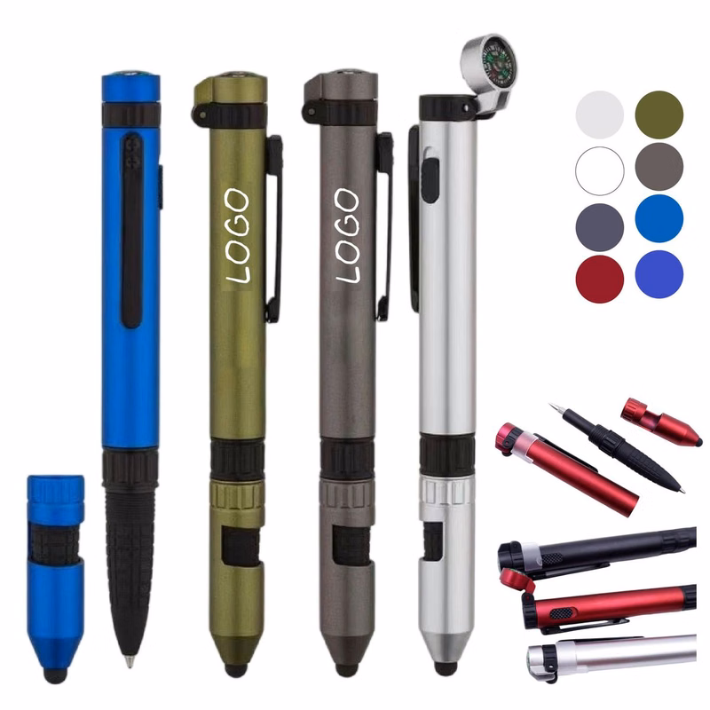 Multi-function pen with compass and touch tip