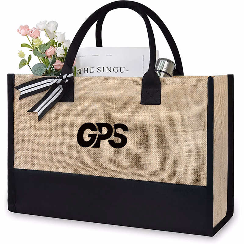 Customizable Initial Jute Tote Bag