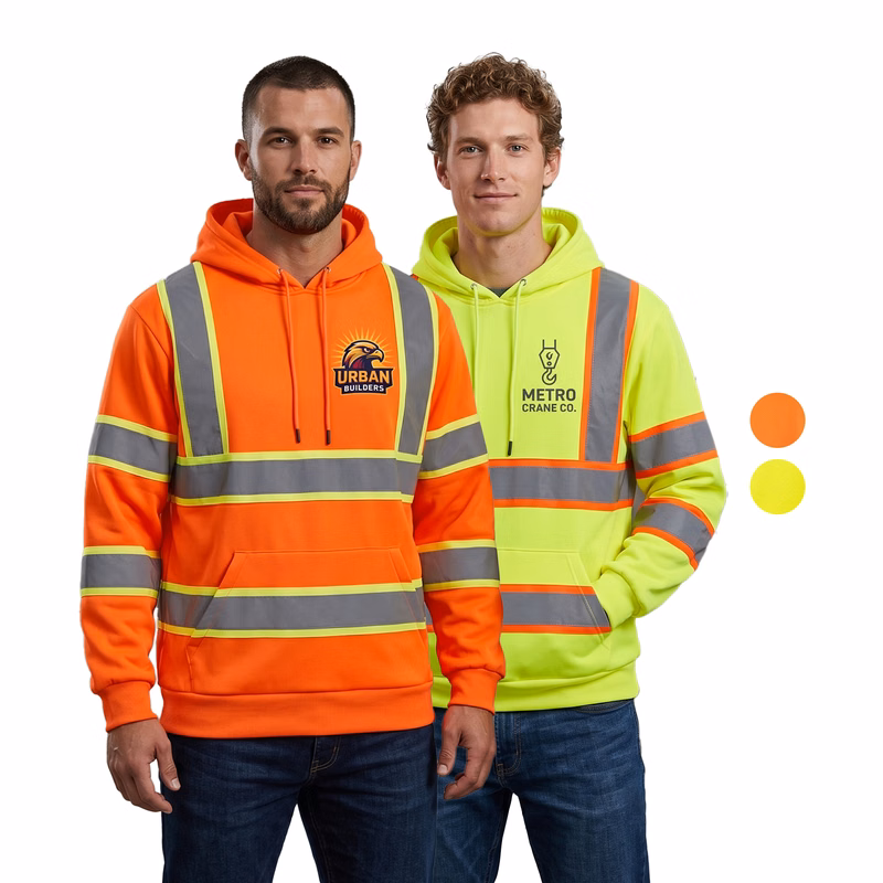 Class 3 Two Tone Double Band 2" Reflective Tape Safety Hoodie