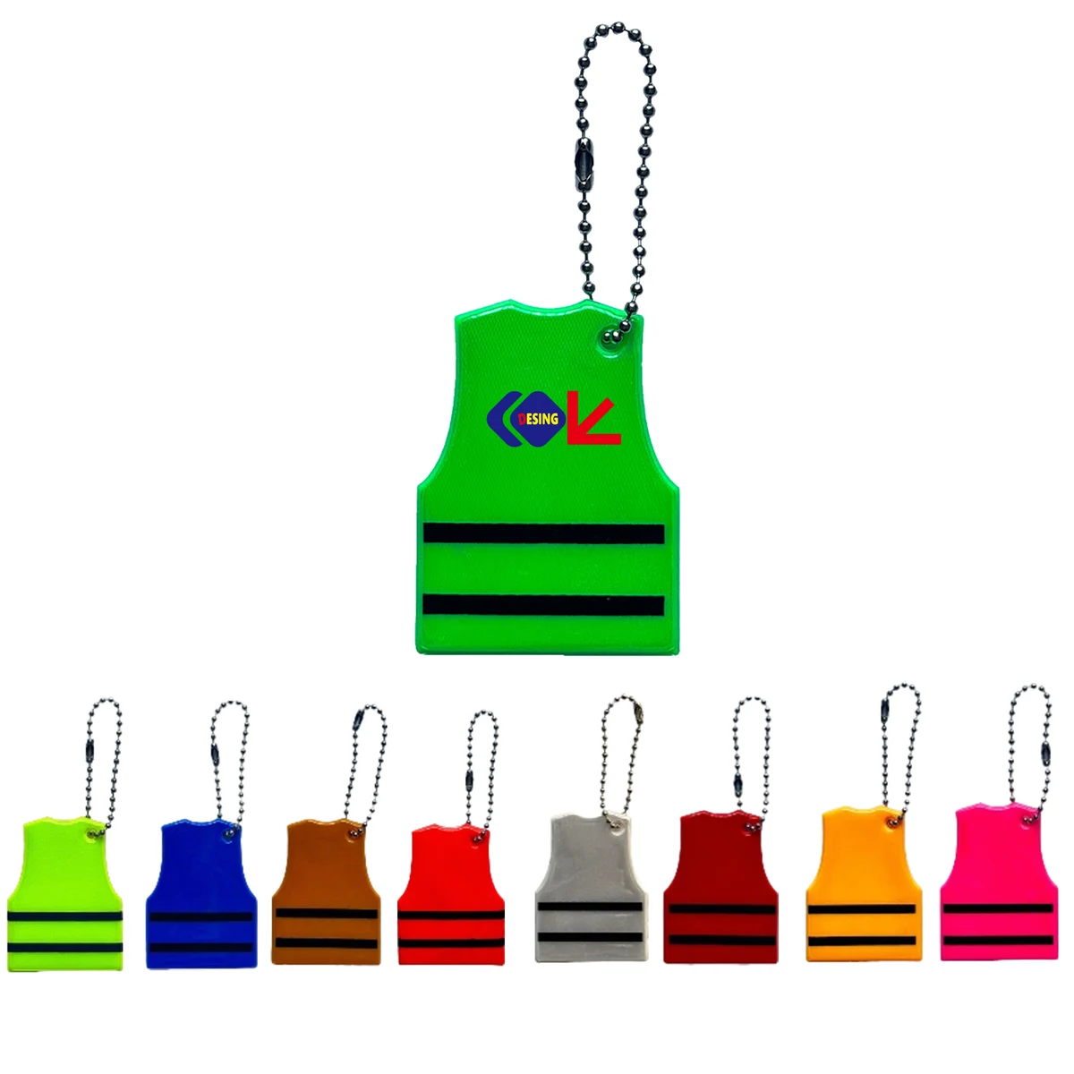 PVC Vest Reflective Pendant Night High-Visibility Keychain Gift 1