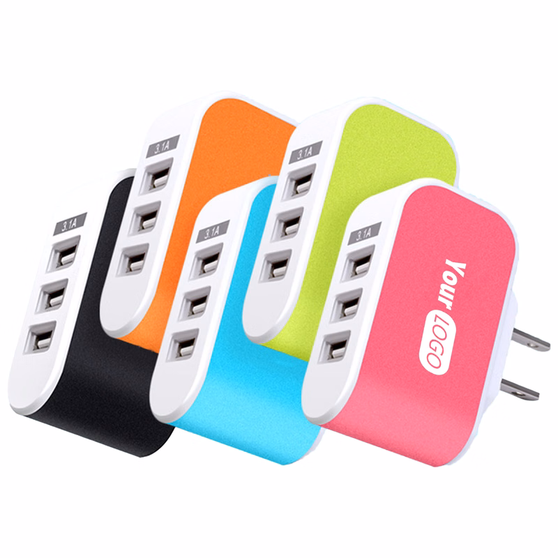 Pc Efficient Multi-Device Charging With 3-Port Usb Wall Charger
