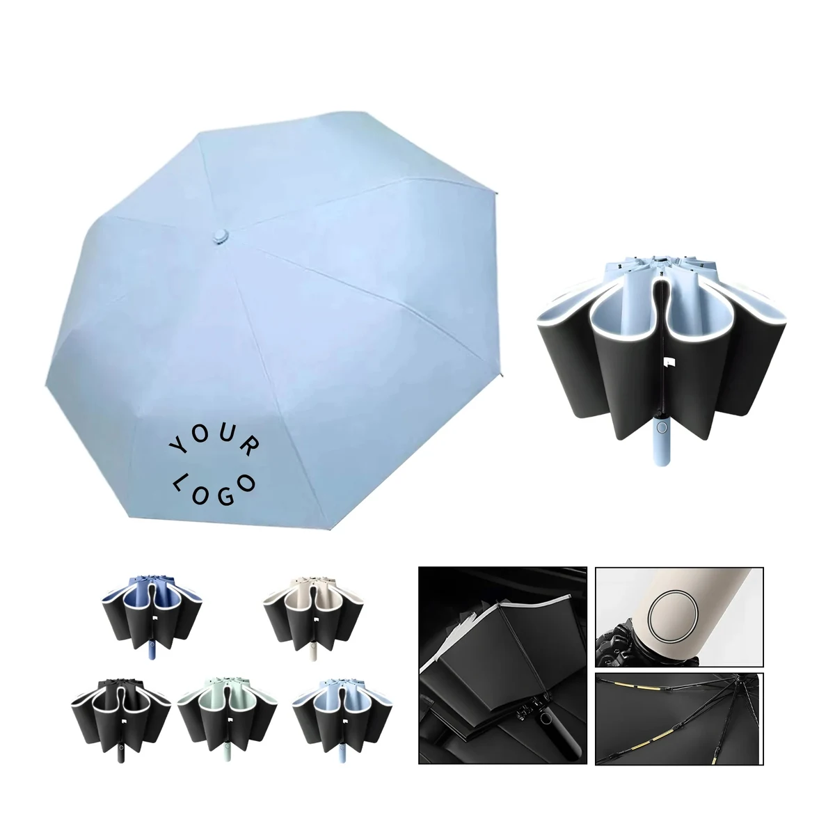 20 Rib Automatic Reflective Folding Umbrella 1