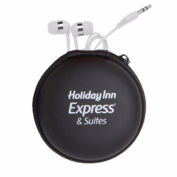 Round Eva Case with White Earphones