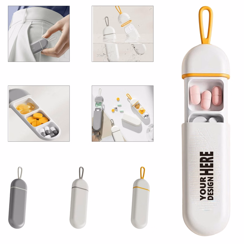 Mini Portable Three-Compartment Pill Box