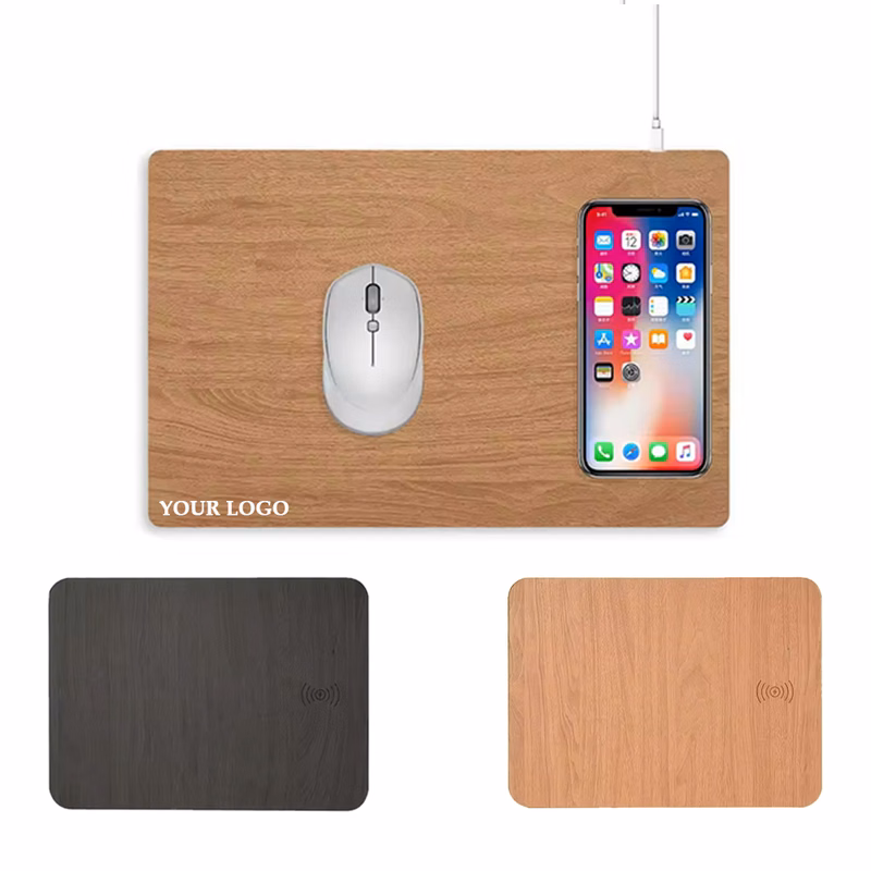 Wooden Qi 15W Wireless Chargers Mouse Pad Mat