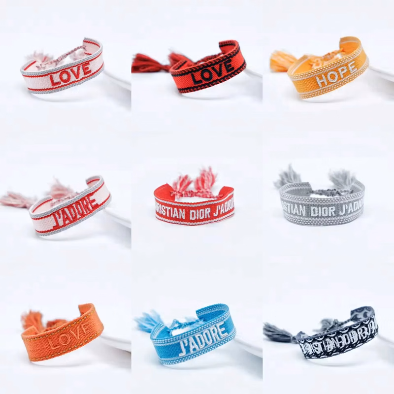 Woven Embroidery Letter Tassel Bracelet