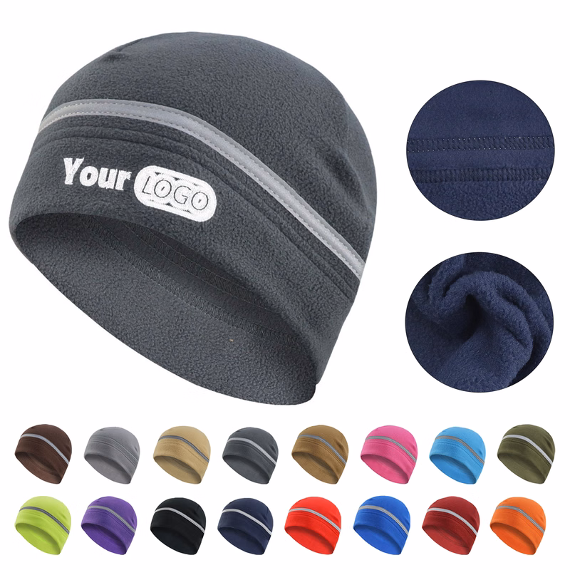 Fleece Hat with Reflective Strip for Running