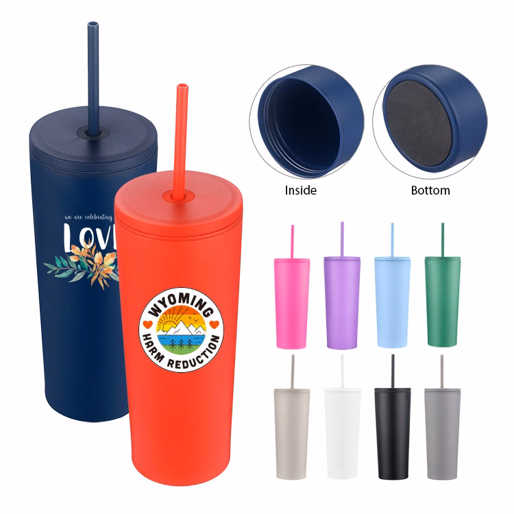 24 oz. Straw Double Wall Tumbler w/Leak Proof Lid