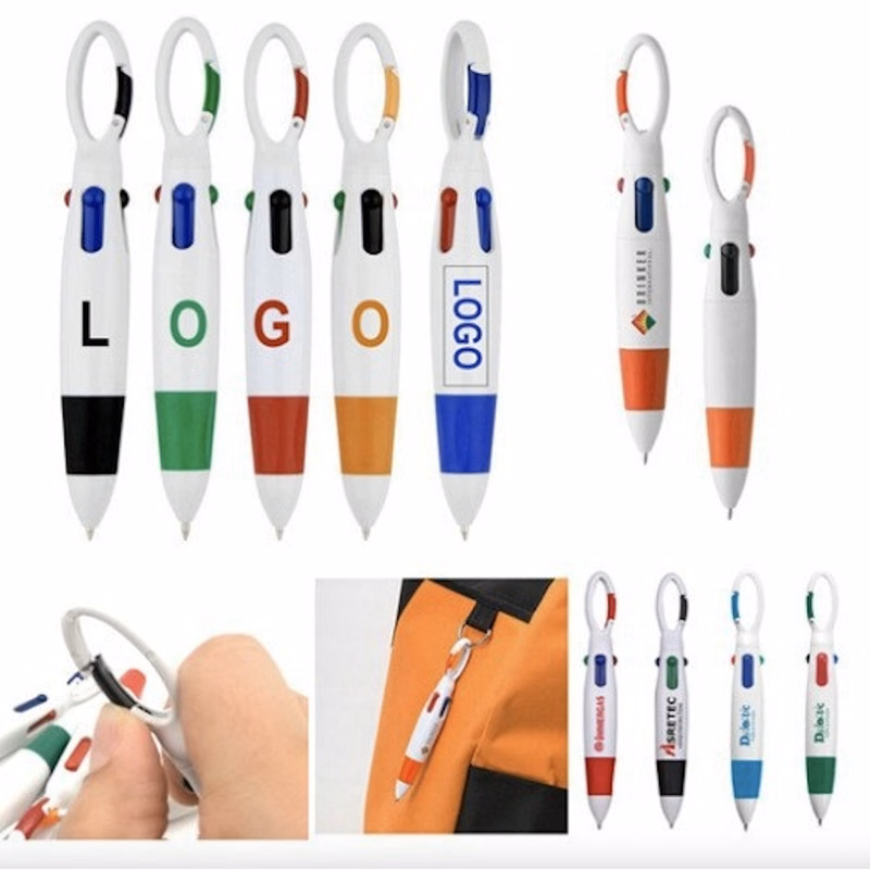 4-Color Pen With Carabiners Clip