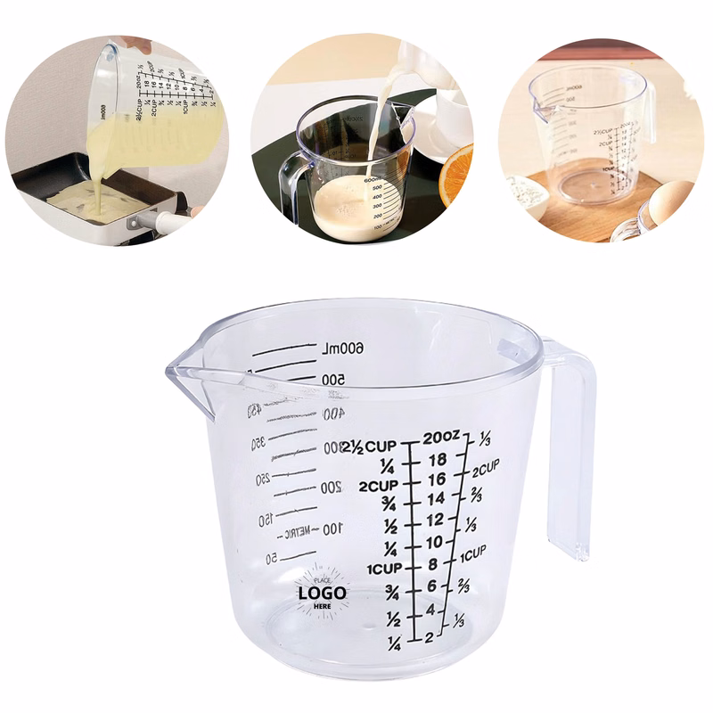 20 Oz. Clear Plastic Measuring Cup w/ Handle and Pour Spout