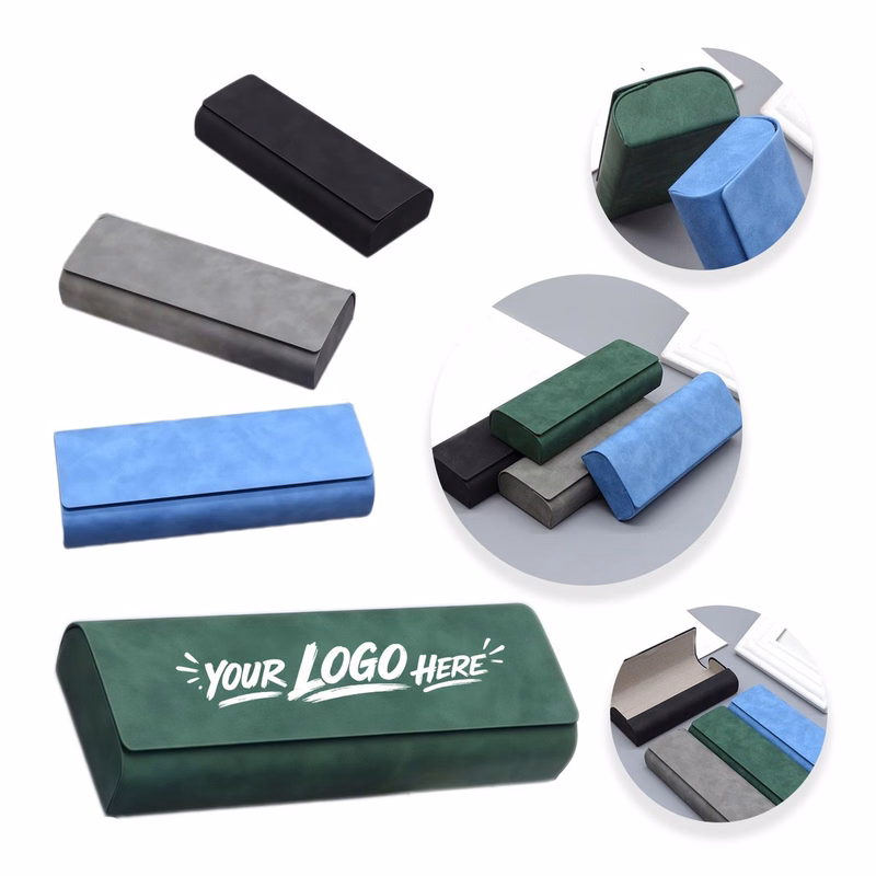 Hard Shell Suede Eyeglass Case Magnetic Lock Box