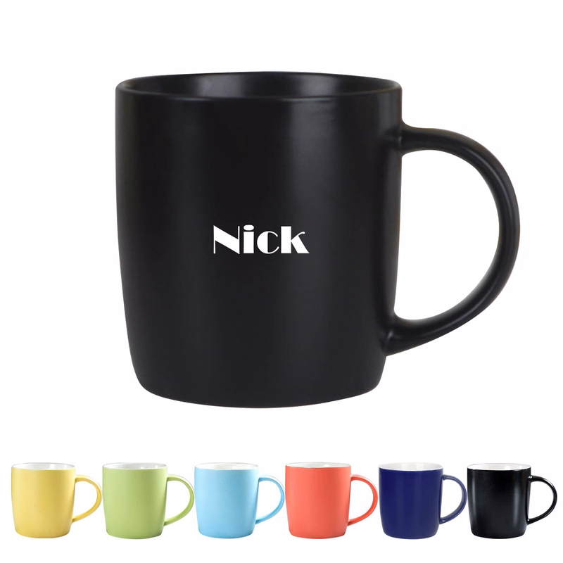 12.3Oz. Ceramic Mug Matte Color Glaze Scrub Customized