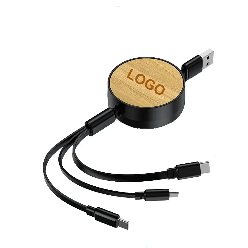 Bamboo Retractable Charging Cable 1