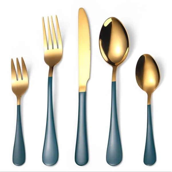5 pieces Gold Flatware Cutlery Set 1