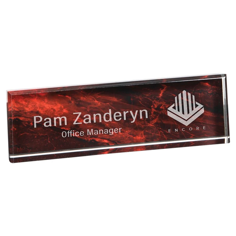 9.5" x 2.75" Red Marble Acrylic Name Bar 1