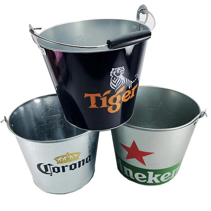Wood Handle Ice Bucket With Two Opener 1