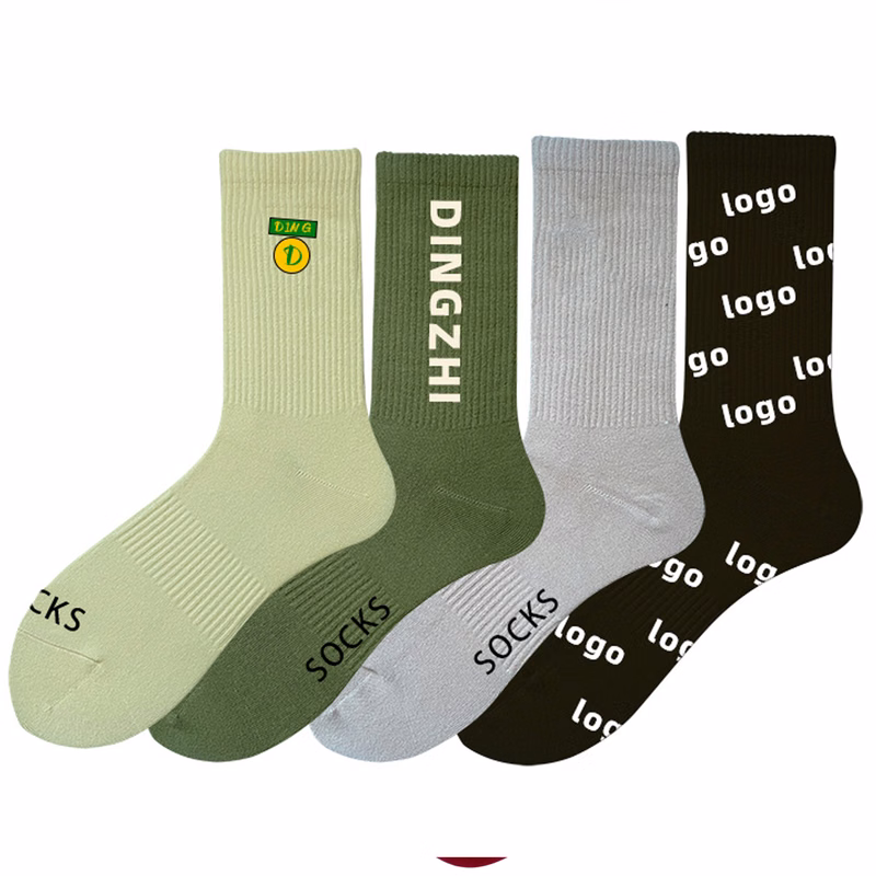 Cotton Casual Sock Athletic Running Longer Crew Socks Sports Tab for Men and Women Jacquard Weave