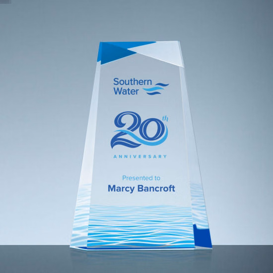 Topez Clear Beveled Tower with Blue Accent
