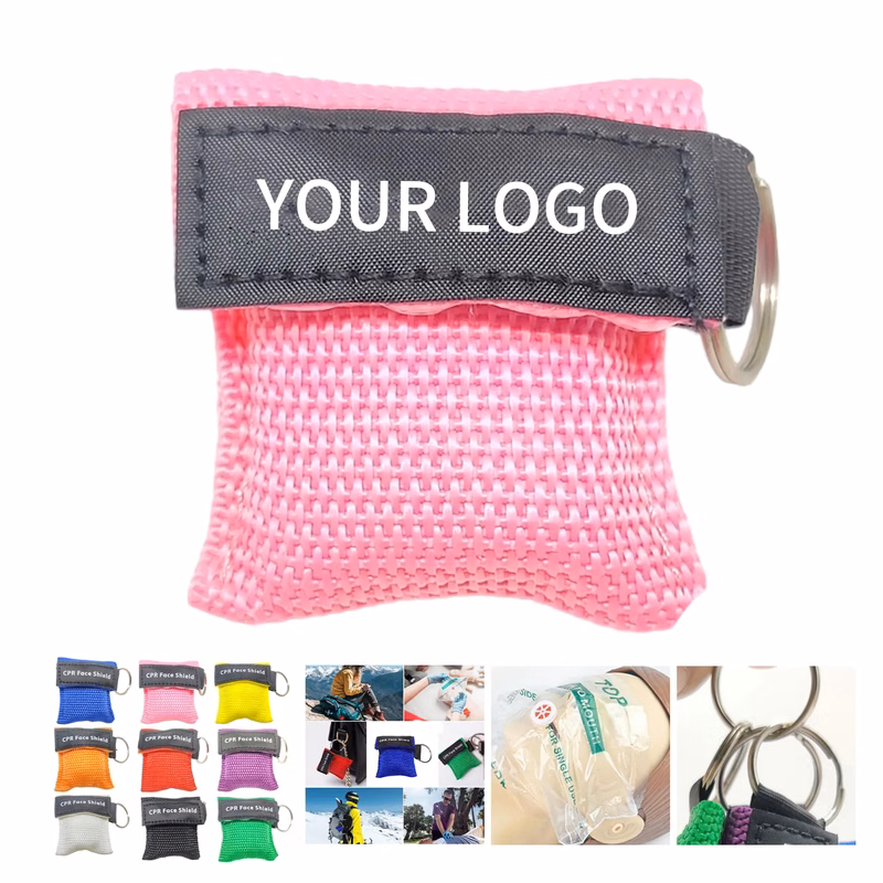 Emergency CPR Face Mask with Nylon Keychain Pouch